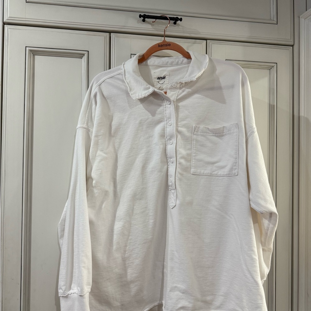 Aerie popover shirt White Long Sleeve large